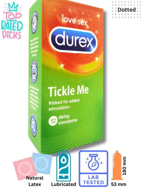 Durex Tickle Me Condoms Ribbed n Dotted - 12 Delay CondomsCondomswww.viga.pk