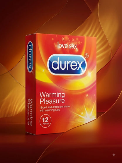 Durex Warming Pleasure Condoms – 12 Pack | Dotted, Ribbed & Warming LubeCondomswww.viga.pk