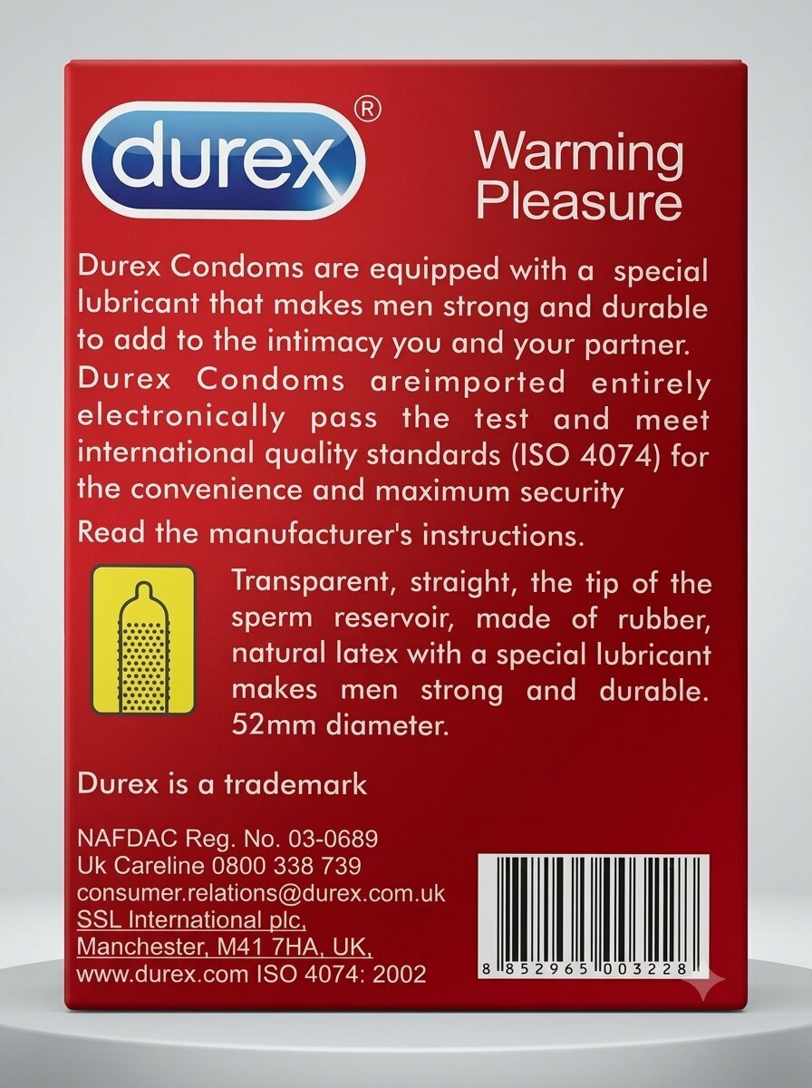 Durex Warming Pleasure Condoms – Dotted & Ribbed with Warming Lubricant (Pack of 12)Condomswww.viga.pk