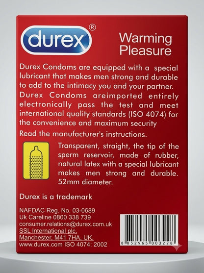 Durex Warming Pleasure Condoms – Dotted & Ribbed with Warming Lubricant (Pack of 12)Condomswww.viga.pk