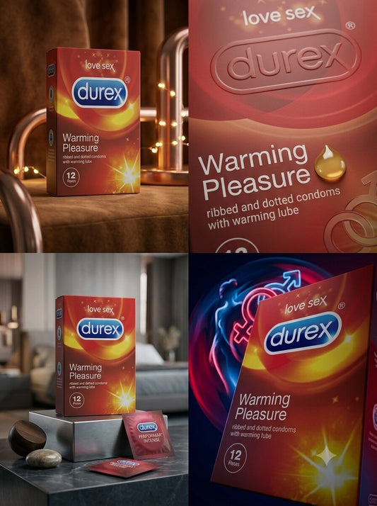 Durex Warming Pleasure Condoms – Dotted & Ribbed with Warming Lubricant (Pack of 12)Condomswww.viga.pk