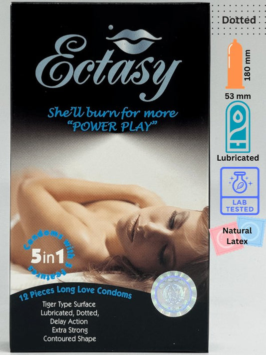 Ectasy Condoms - 12 Dotted & Lubricated CondomsCondomswww.viga.pk