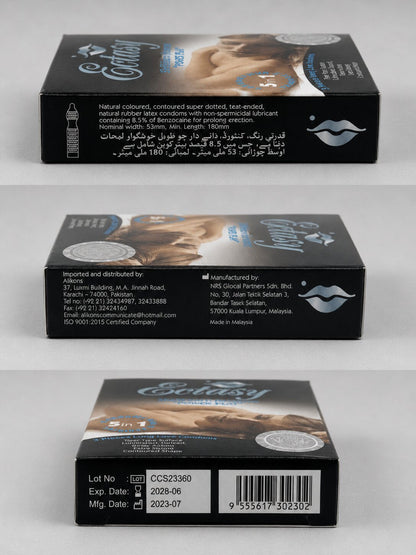 Ectasy Extra Strong Dotted Condoms – Pack of 3 | Lubricated & Long-LastingCondomswww.viga.pk
