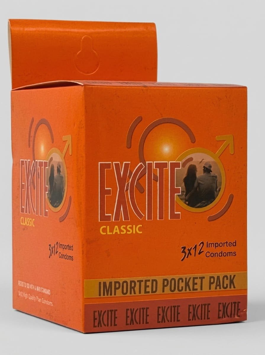Excite Classic Condoms – Pack of 36 (12 x 3) | Premium Latex CondomsCondomswww.viga.pk