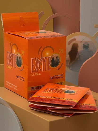 Excite Classic Condoms – Pack of 36 (12 x 3) | Premium Latex CondomsCondomswww.viga.pk