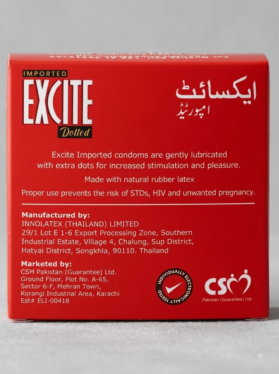 Excite Dotted Condoms – Extra Dots for Increased Stimulation | 3-PackCondomswww.viga.pk