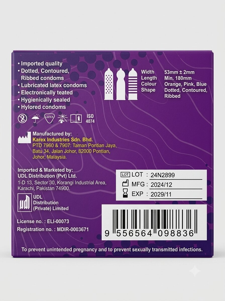 Happy Life Dotted Contoured Ribbed Condoms – 3 Pack | Enhanced PleasureCondomswww.viga.pk