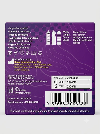 Happy Life Dotted Contoured Ribbed Condoms – 3 Pack | Enhanced PleasureCondomswww.viga.pk