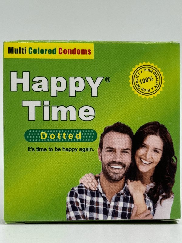 Happy Time Dotted Condom - 2 Multi Colored Condoms – www.viga.pk