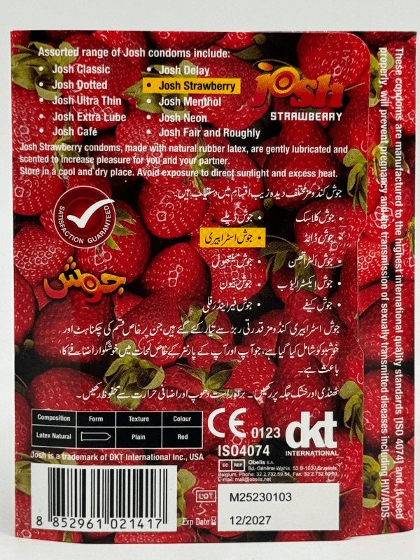 Josh Strawberry Condom - 3 Scented CondomsCondomswww.viga.pk