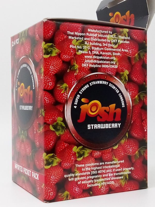 Josh Strawberry Condoms - 12 x 4 Josh Condoms PackCondomswww.viga.pk