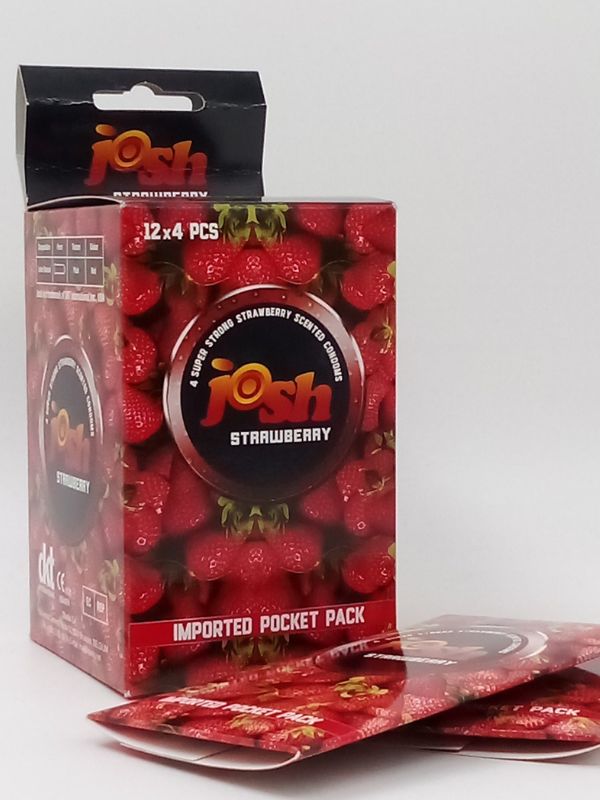 Josh Strawberry Condoms - 12 x 4 Josh Condoms PackCondomswww.viga.pk