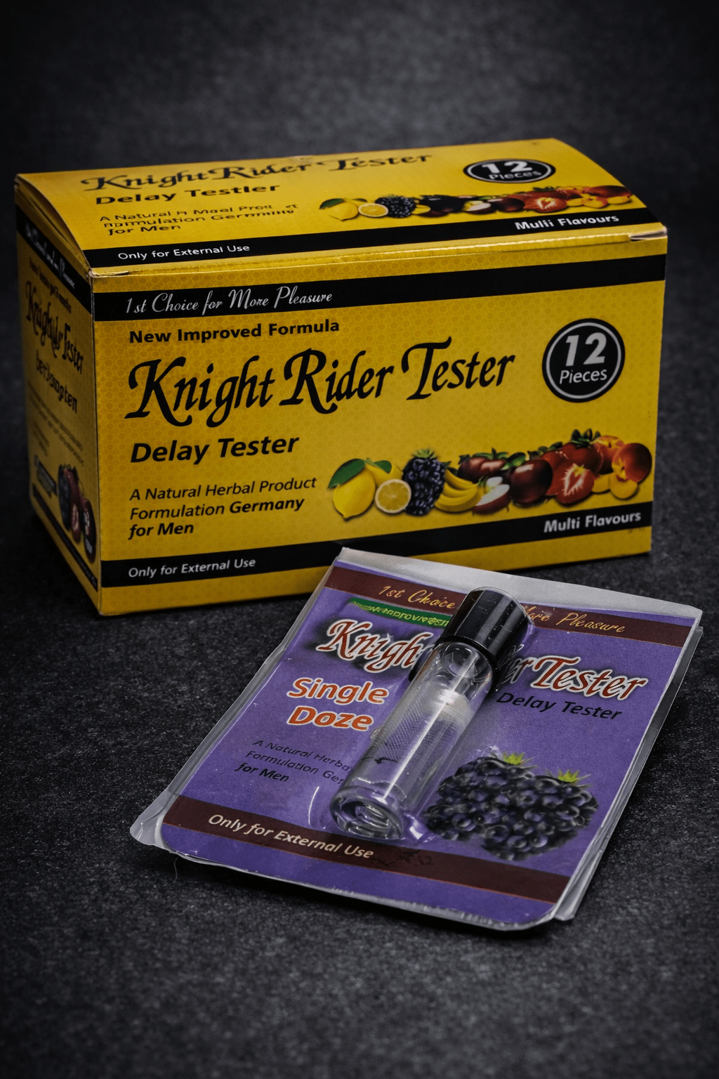 Knight Rider Testers - 6 Flavors - 12 Single Doz TestersMen Delay Spraywww.viga.pk