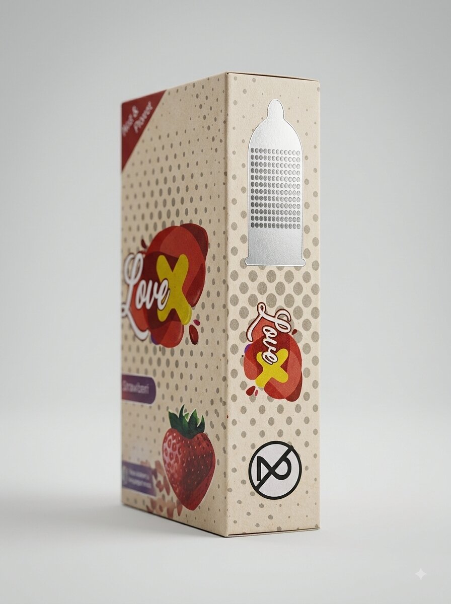 Love X Strawberry Flavored Dotted Condoms – 12 Pack | Natural Rubber LatexCondomswww.viga.pk