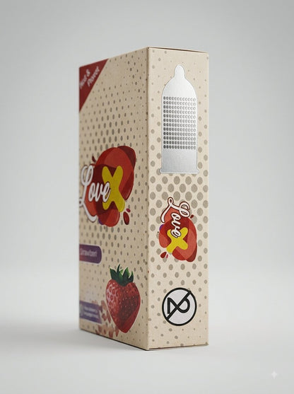 Love X Strawberry Flavored Dotted Condoms – 12 Pack | Natural Rubber LatexCondomswww.viga.pk