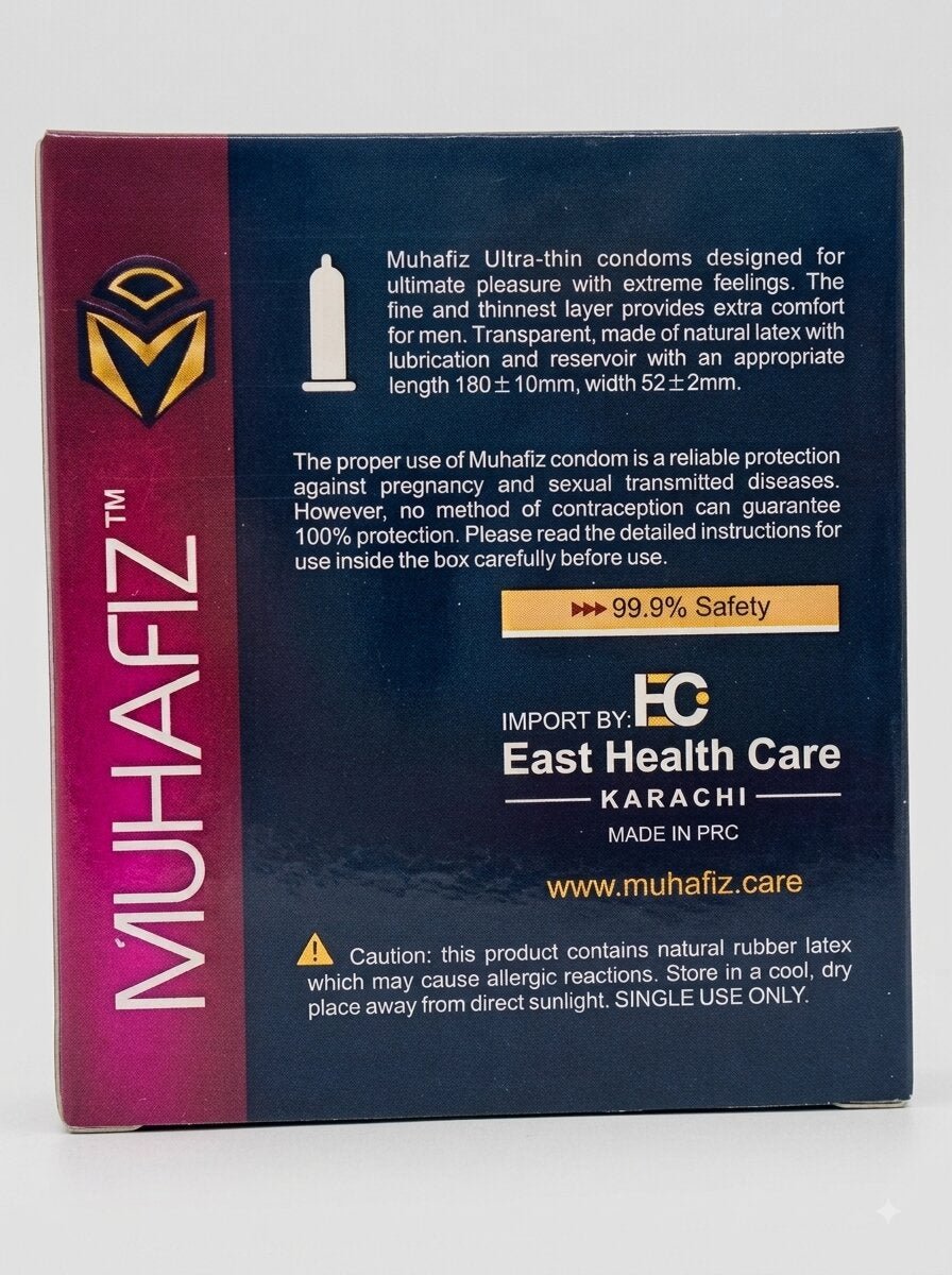 Muhafiz Ultra Thin Condoms – Pack of 3 | Natural Latex, Extra SensitivityCondomswww.viga.pk