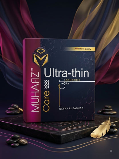Muhafiz Ultra Thin Condoms – Pack of 3 | Natural Latex, Extra SensitivityCondomswww.viga.pk