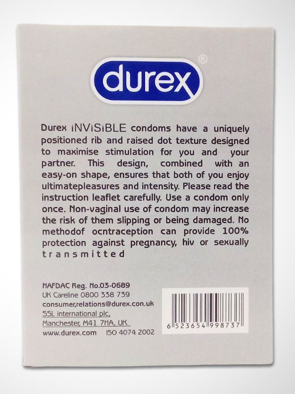 New Durex Invisible Condoms - 12 Extra Thin CondomsCondomswww.viga.pk