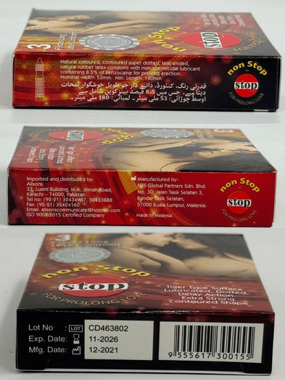 Non Stop Dotted & Lubricated Condoms - 3 CondomsCondomswww.viga.pk