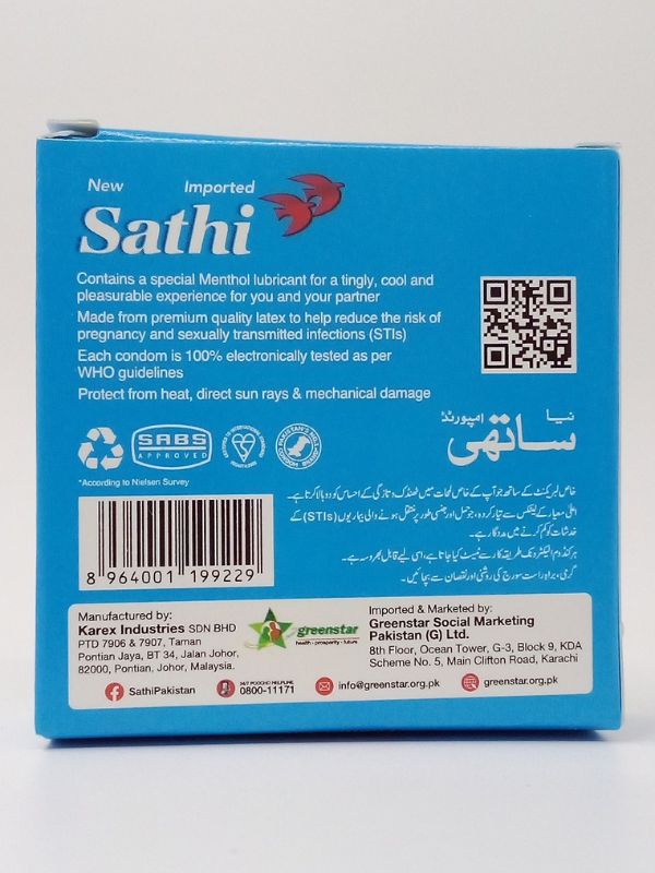 Sathi Condom Menthol 3 Pieces - Thandi MastiCondomswww.viga.pk