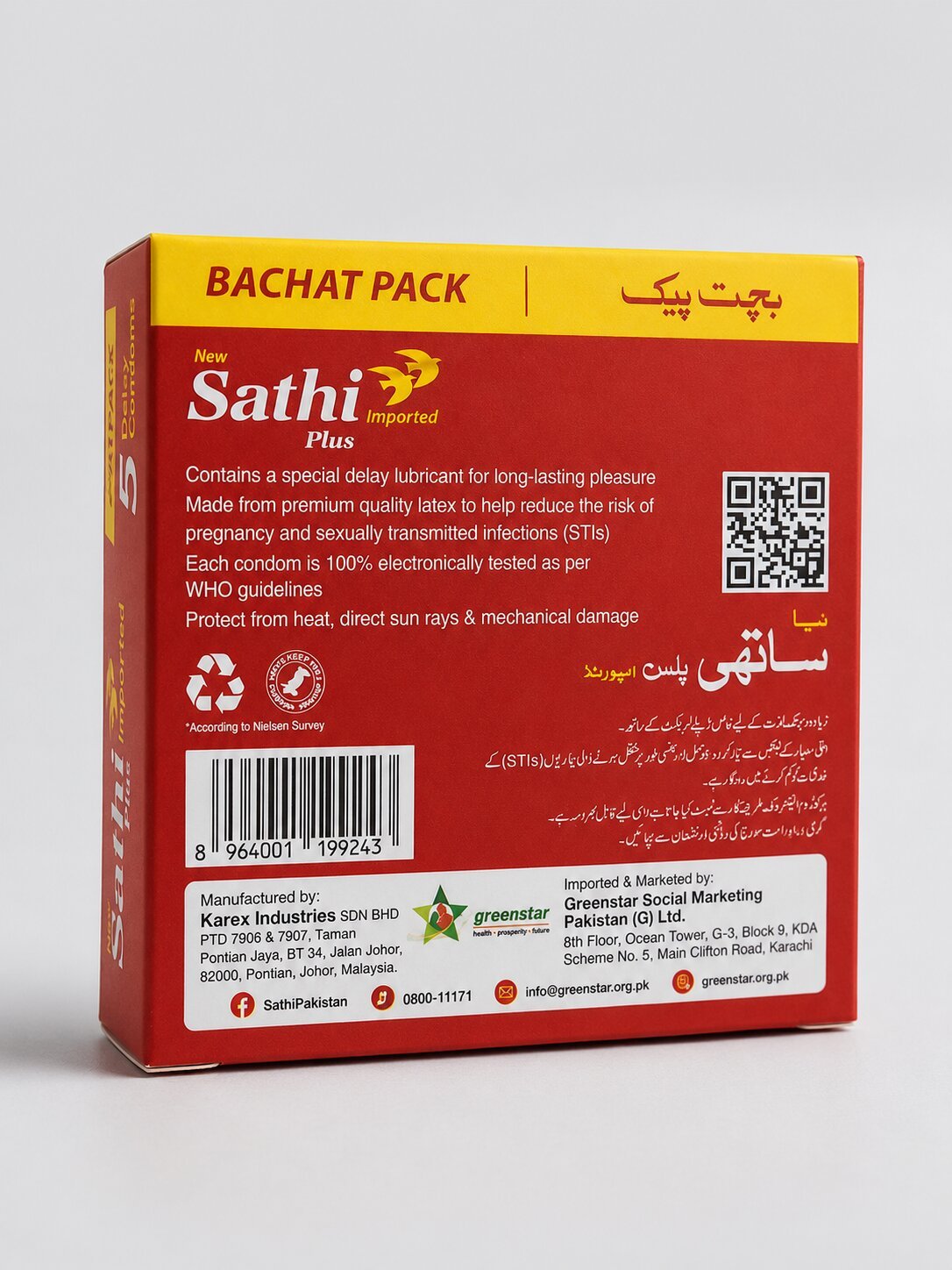 Sathi Plus Delay Condom – Pack of 5 | Long-Lasting Pleasure, WHO & ISO ApprovedCondomswww.viga.pk