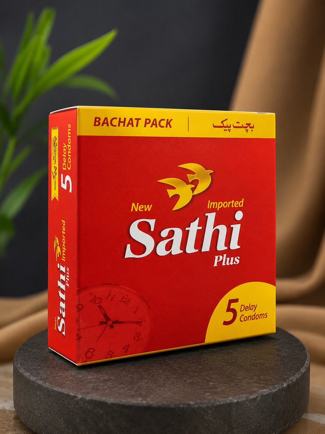 Sathi Plus Delay Condom – Pack of 5 | Long-Lasting Pleasure, WHO & ISO ApprovedCondomswww.viga.pk