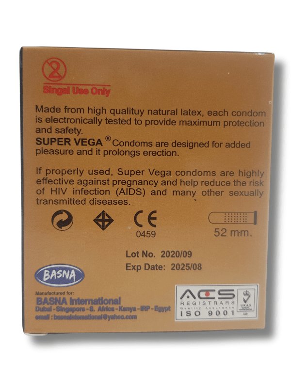 Super Vega Condoms 3 Pieces - GoldenCondomswww.viga.pk