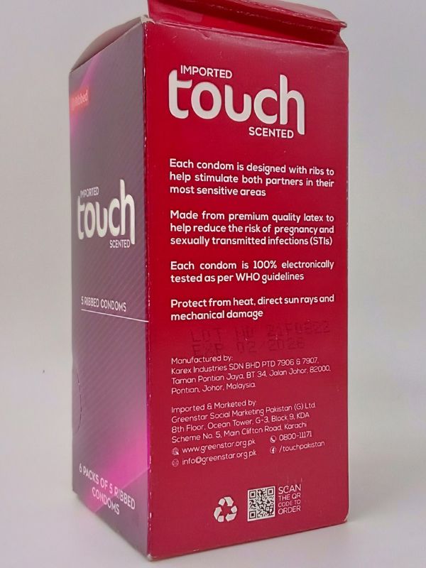 Touch Condoms - 6 x 5 Ribbed Condoms PackCondomswww.viga.pk