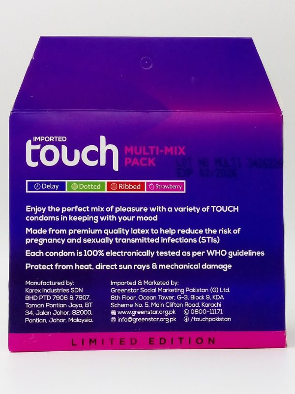 Touch Condoms Multi Mix Pleasure Pack - 6 x 4 Pack of CondomsCondomswww.viga.pk