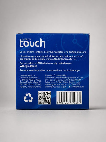 Touch Delay Condom – 3 Pack | Delay Lubricant, Natural Rubber LatexCondomswww.viga.pk