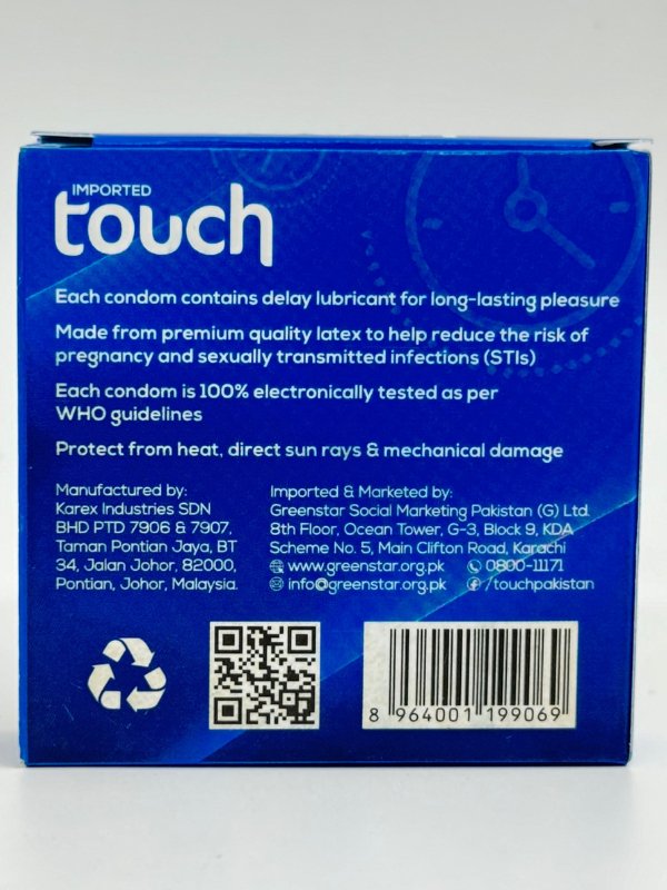 Touch Delay Condom 3 Pieces - Lubricated with Natural Rubber LatexCondomswww.viga.pk