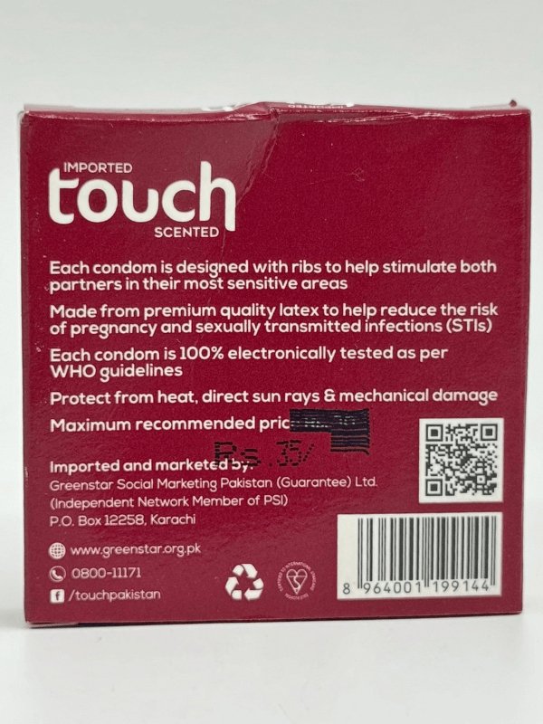 Touch Ribbed Condoms - 2 Ribbed Scented CondomCondomswww.viga.pk