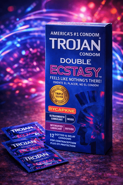 Trojan Double Ecstasy Condoms - 12 Pack Dual Lubricant for Mutual PleasureCondomswww.viga.pk