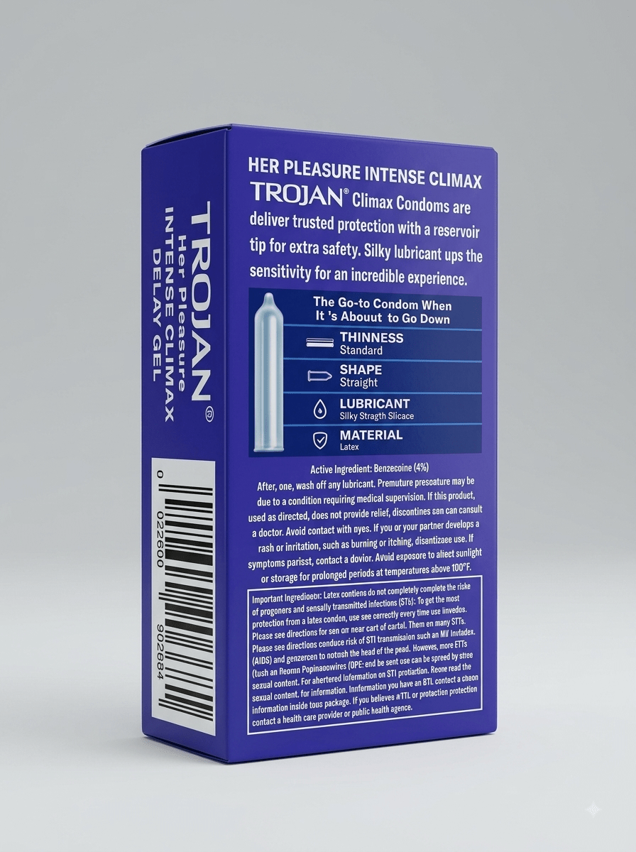 Trojan Intense Climax Studded Condoms | 8 Condoms + 4 Delay Gel | Her PleasureCondomswww.viga.pk