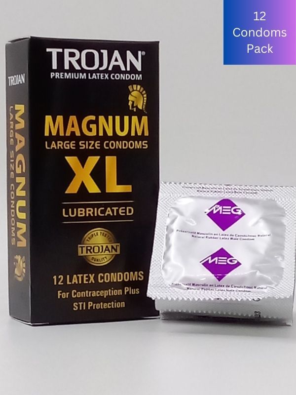 Trojan Magnum Condoms 12 Count - Lubricated Latex Large Size CondomsCondomswww.viga.pk