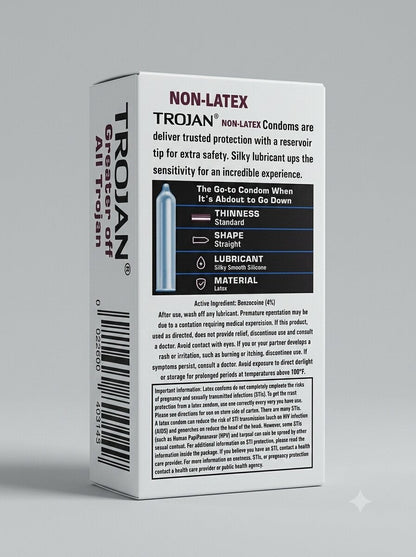 Trojan Non-Latex Condoms – 12 Pack | Ultra-Thin, Soft & Flexible for Maximum SensitivityCondomswww.viga.pk