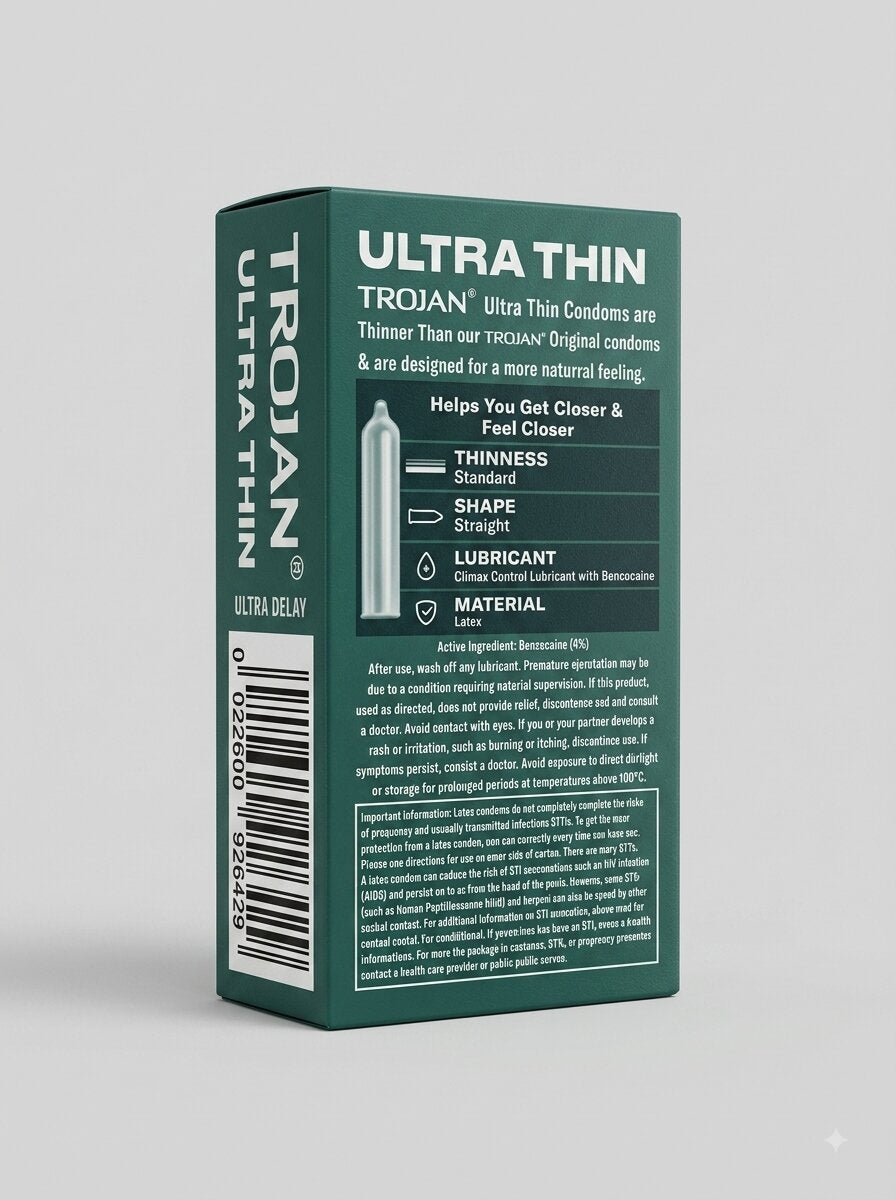 Trojan Ultra Thin Condoms – 12 Lubricated Delay Latex CondomsCondomswww.viga.pk